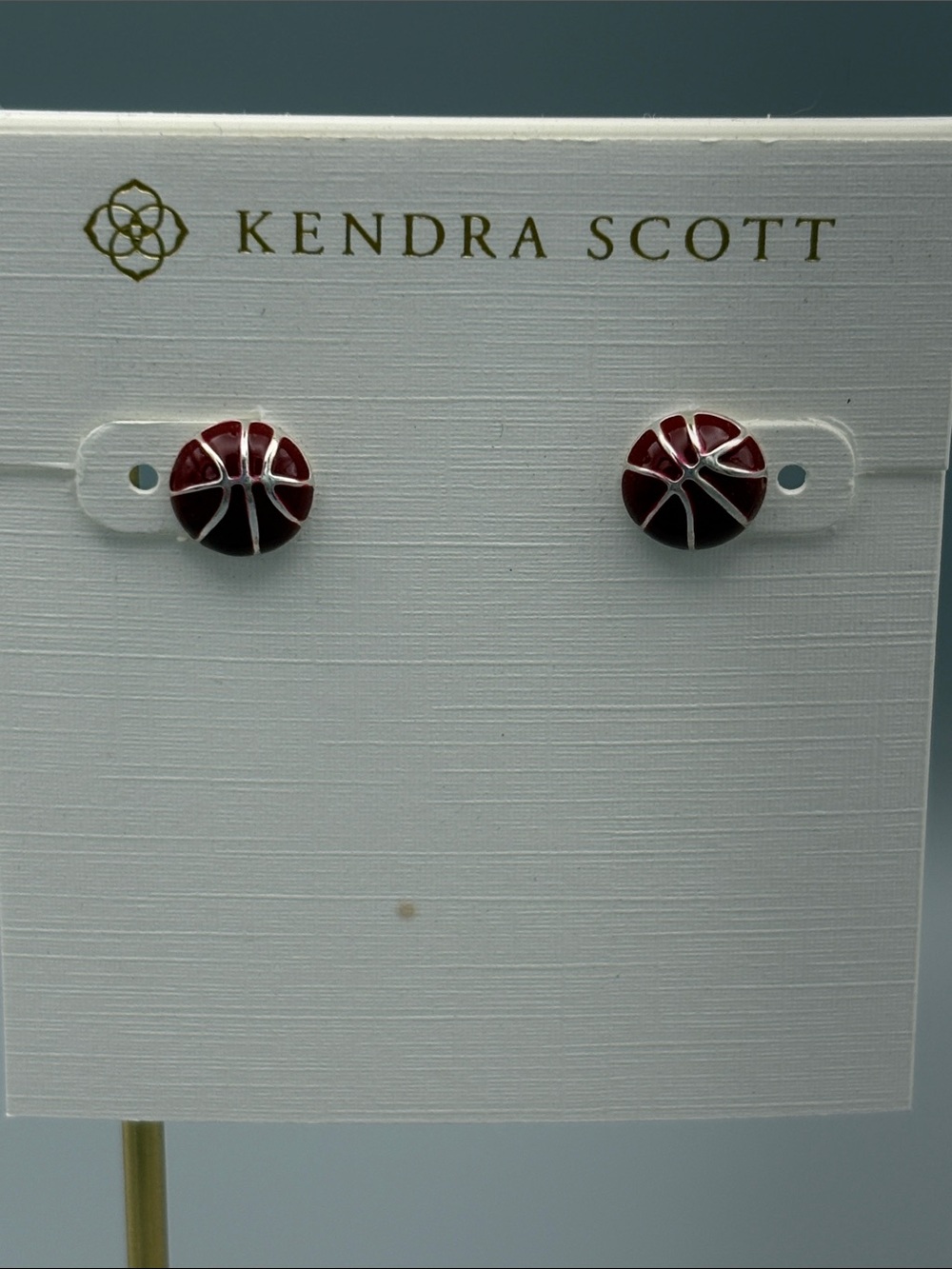 Kendra Scott Brown and Silver tone Basketball Motif Stud Earrings
